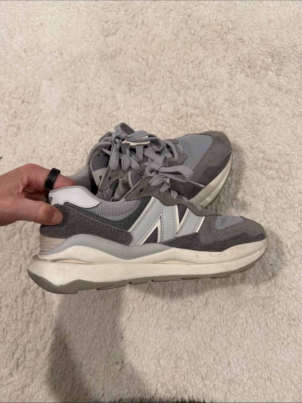 New Balance Gray and White Retro Runner Sneakers